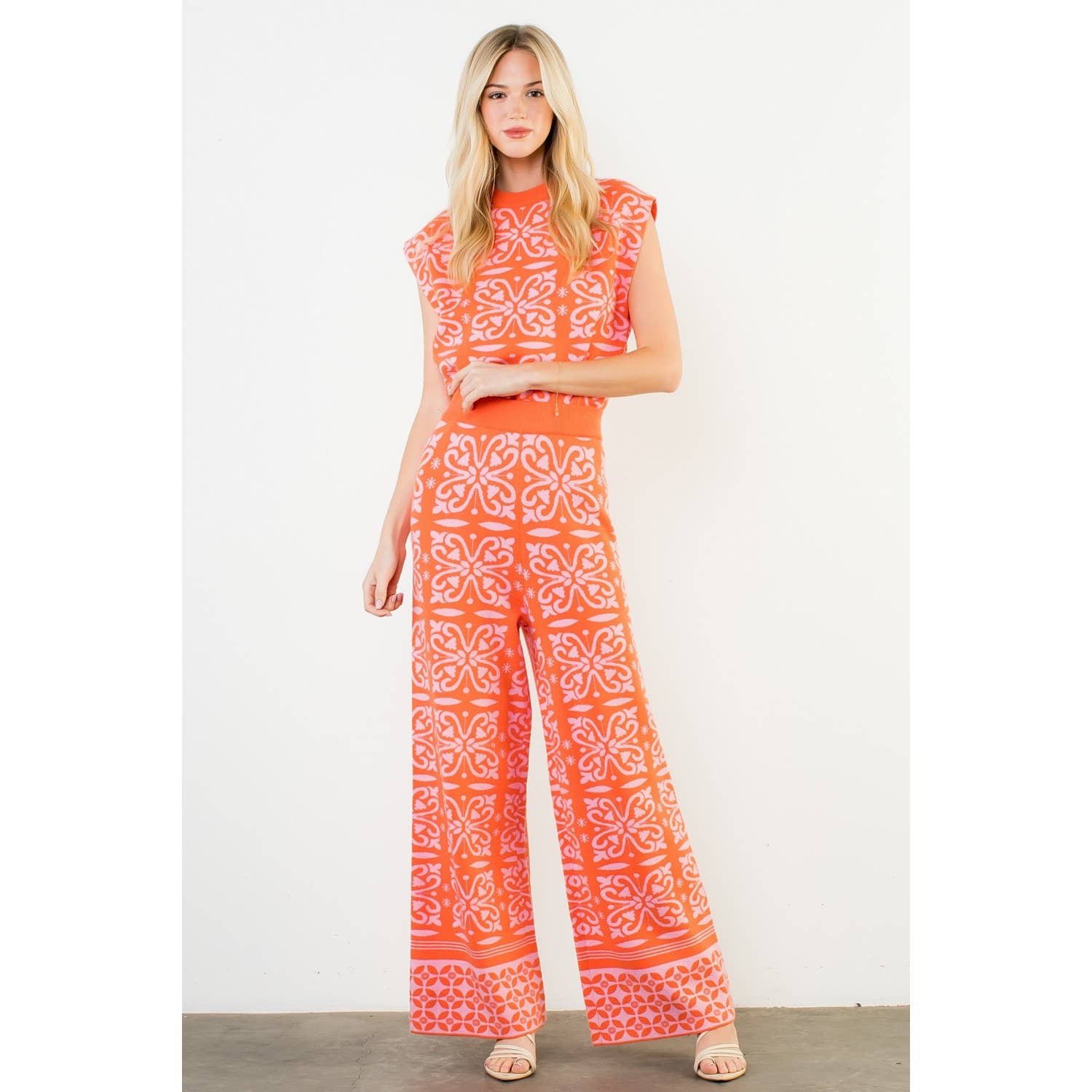 Floral Pattern Knitted Pants