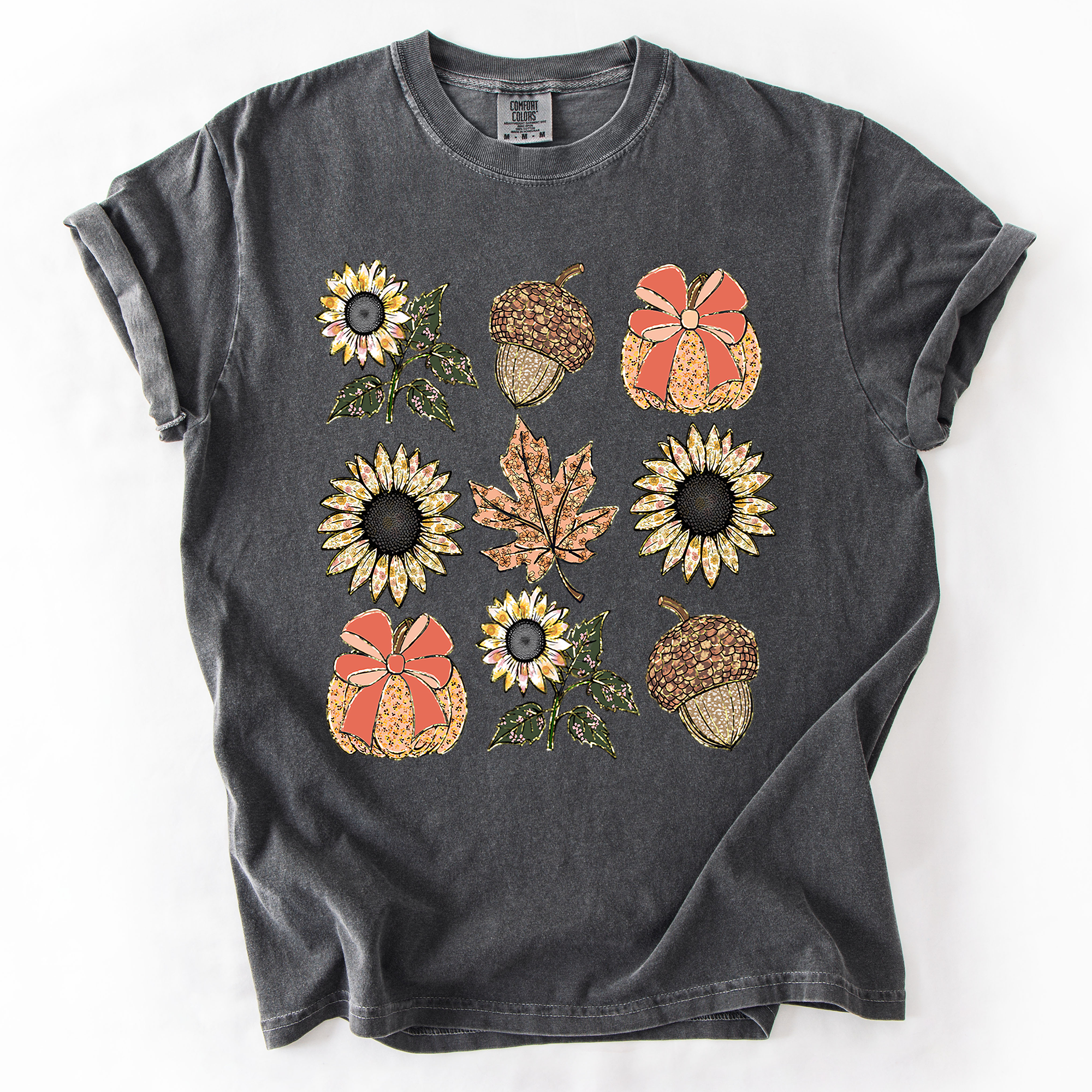 Autumn Floral, Sunflowers, Pumpkin, Fall T-Shirt