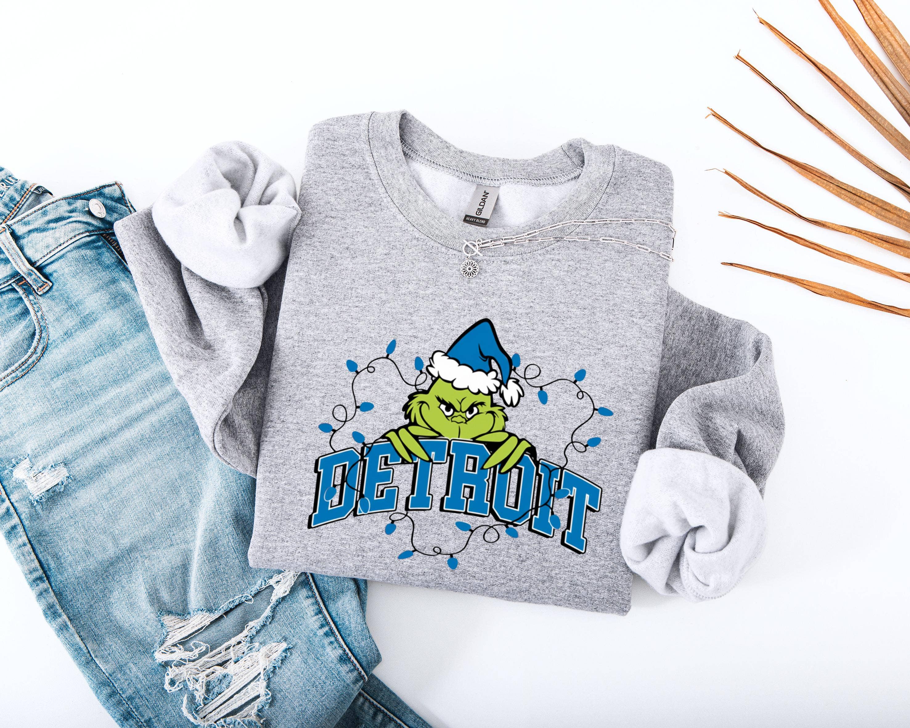 Christmas Detroit Football Grinch Hoodie