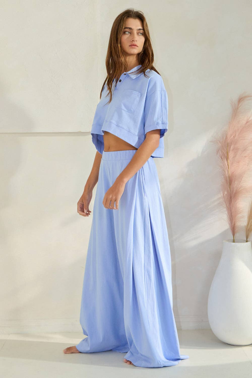 IP5558 | Solid Pleated Wide Leg Pants