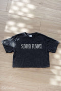 Sunday Funday Cropped Mineral Graphic Top
