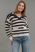 Stripe Sailor Collar Knit Sweater