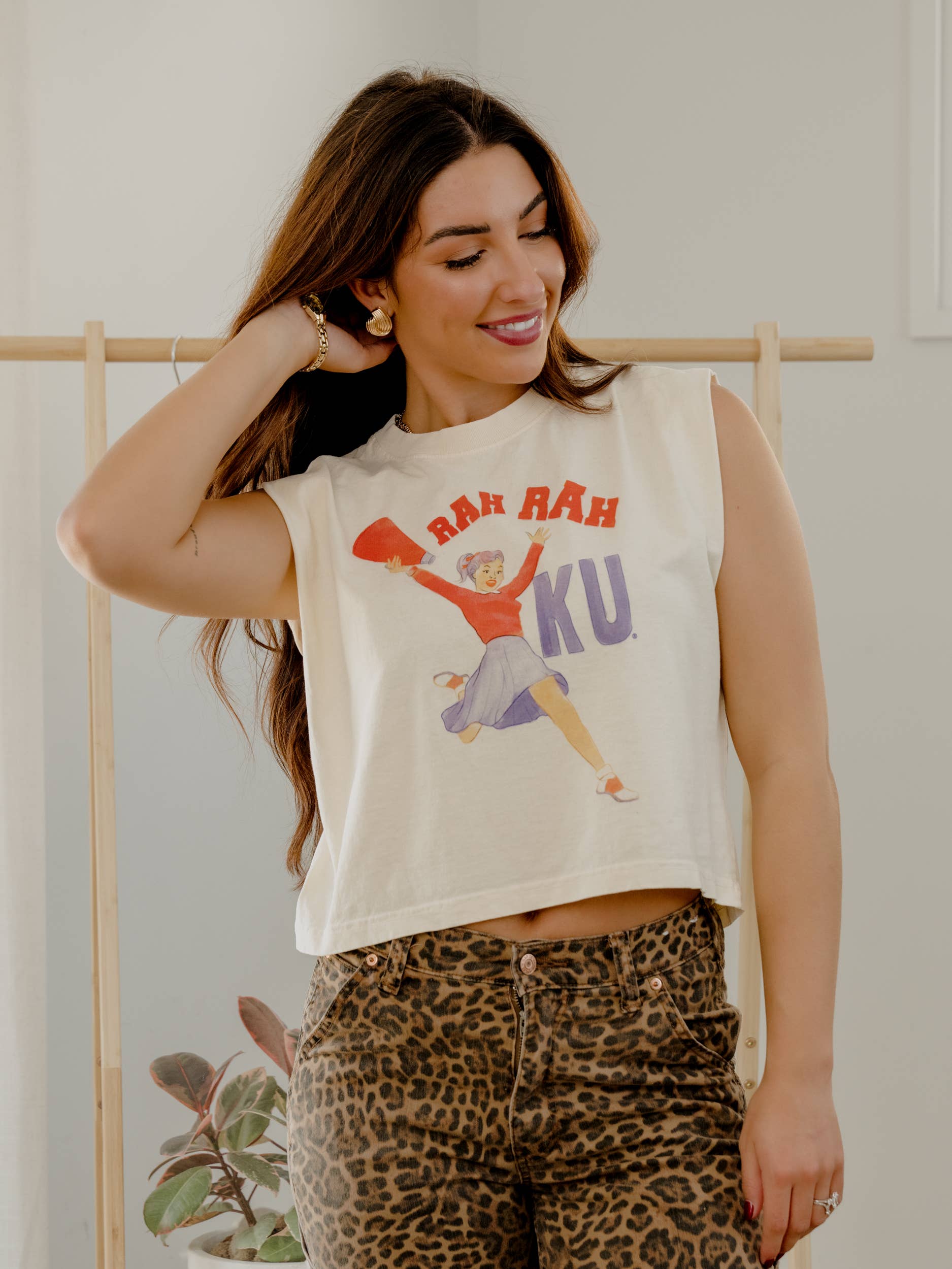 Ku Jayhawks Rah Rah Off White Tank Top