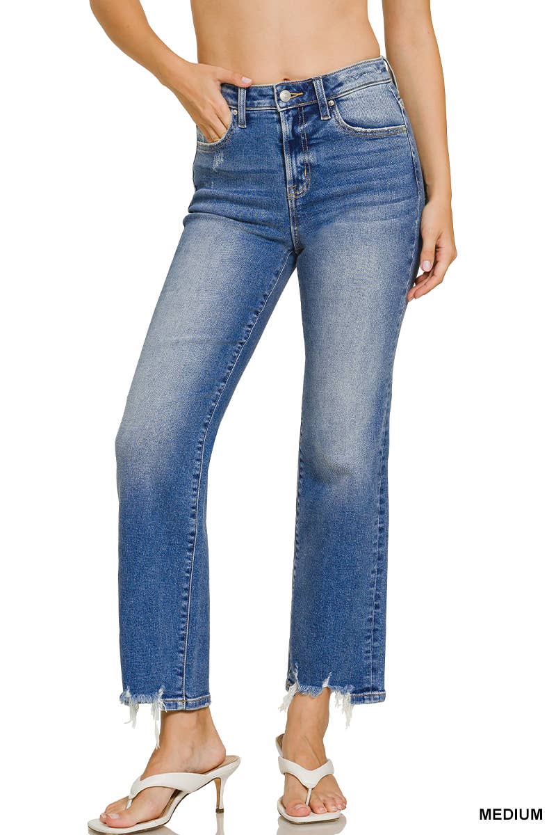 ...0827 Distressed Hem Denim Pants SI-28578