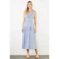 Sleeveless Vertical Stripes Tiered Dress