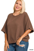 1016 Plus Double Knit Banded Bottom Short Sleeve Top SI-28929