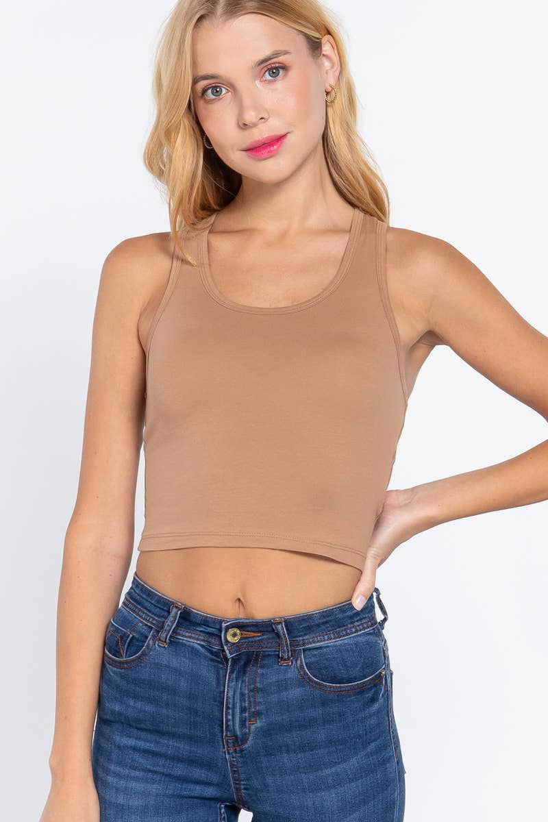 ....SC97057 Fitted Racerback Cotton Crop Tank Top