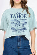 Lake Tahoe Trout Fishing Mineral Graphic Long Crop Top