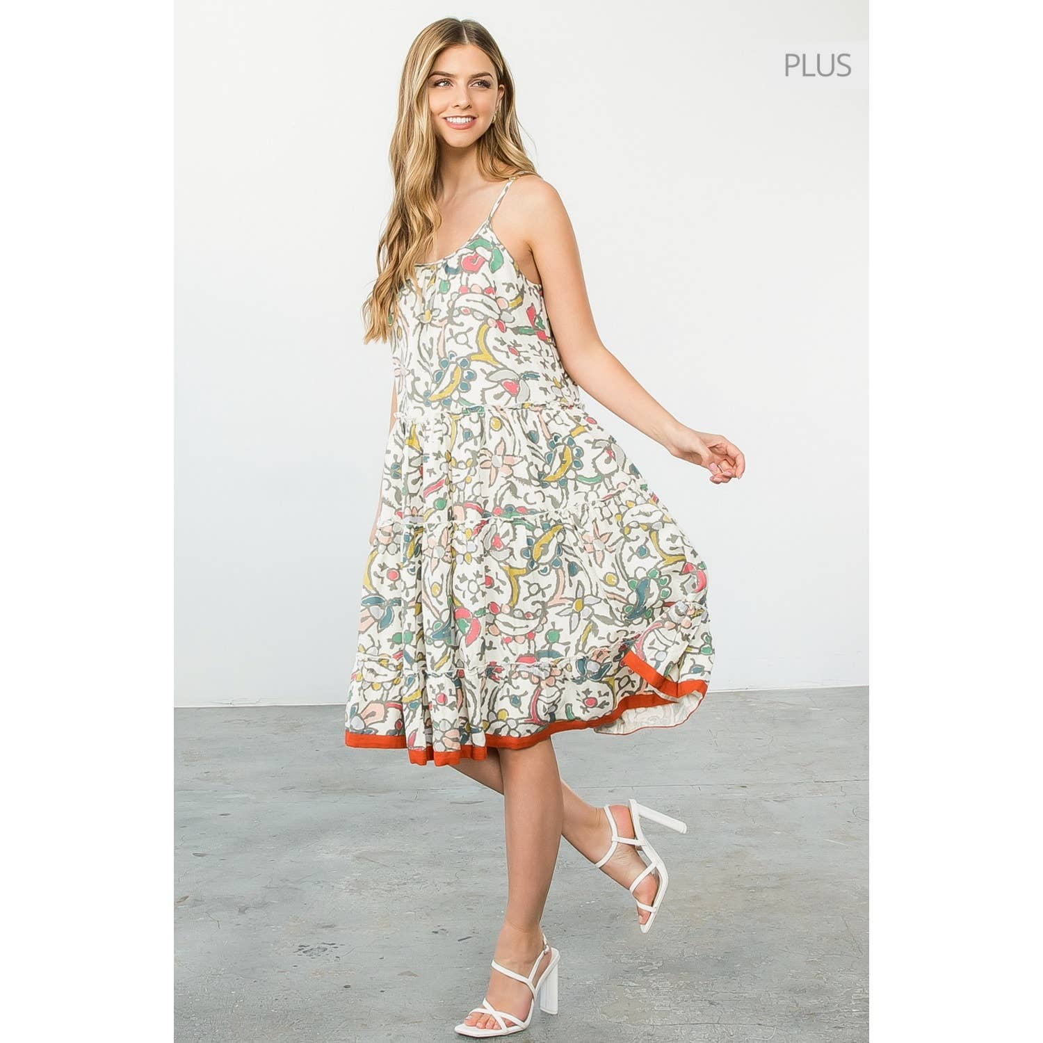 /Size Xl/ Flower Print Tiered Dress