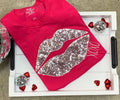 Valentine Lips Xoxo Embroidered Short Sleeve
