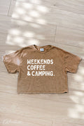 Weekends Coffee and Camping  Cropped Mineral Graphic Top