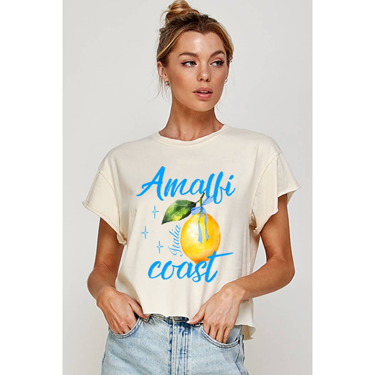 Amalfi Coast Fresh Vintage Graphic Crop Top