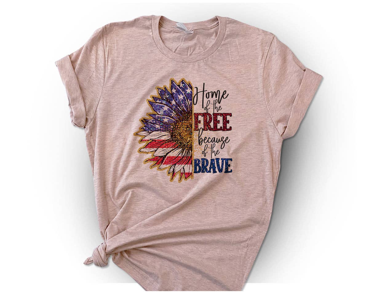 Home of the Free Sunflower -  USA July 4th Shirt
