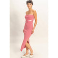 Strapless Striped Bodycon Midi Dress