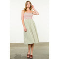 Tie Strap Smocked Striped Midi Dress