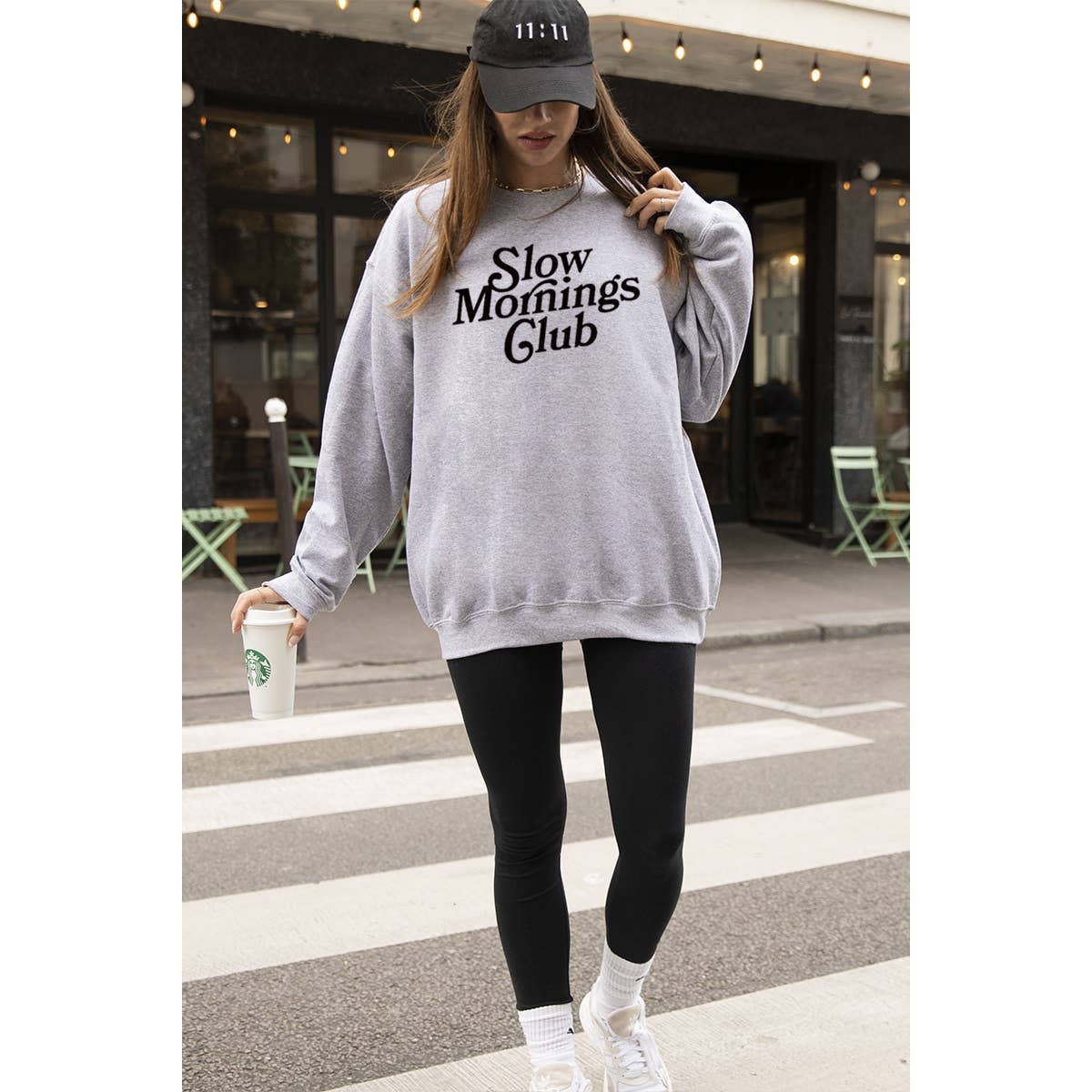 Slow Morning Club Graphic Crop Top Graphic Sweatshirts