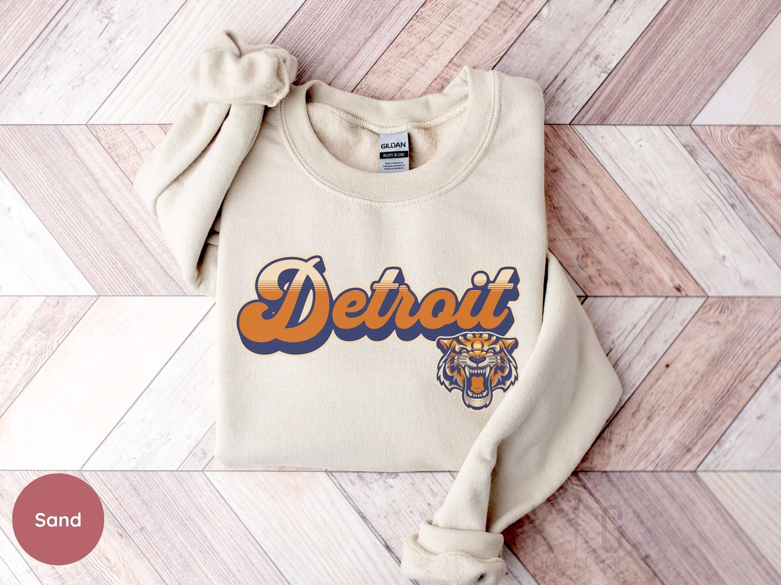 Vintage Detroit Baseball Sweatshirt, Tigers Crewneck Tee