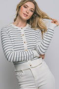.Stripedgold Button Cardigan SI-28593