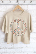 Quilted Peace Flower Graphic Long Crop Top