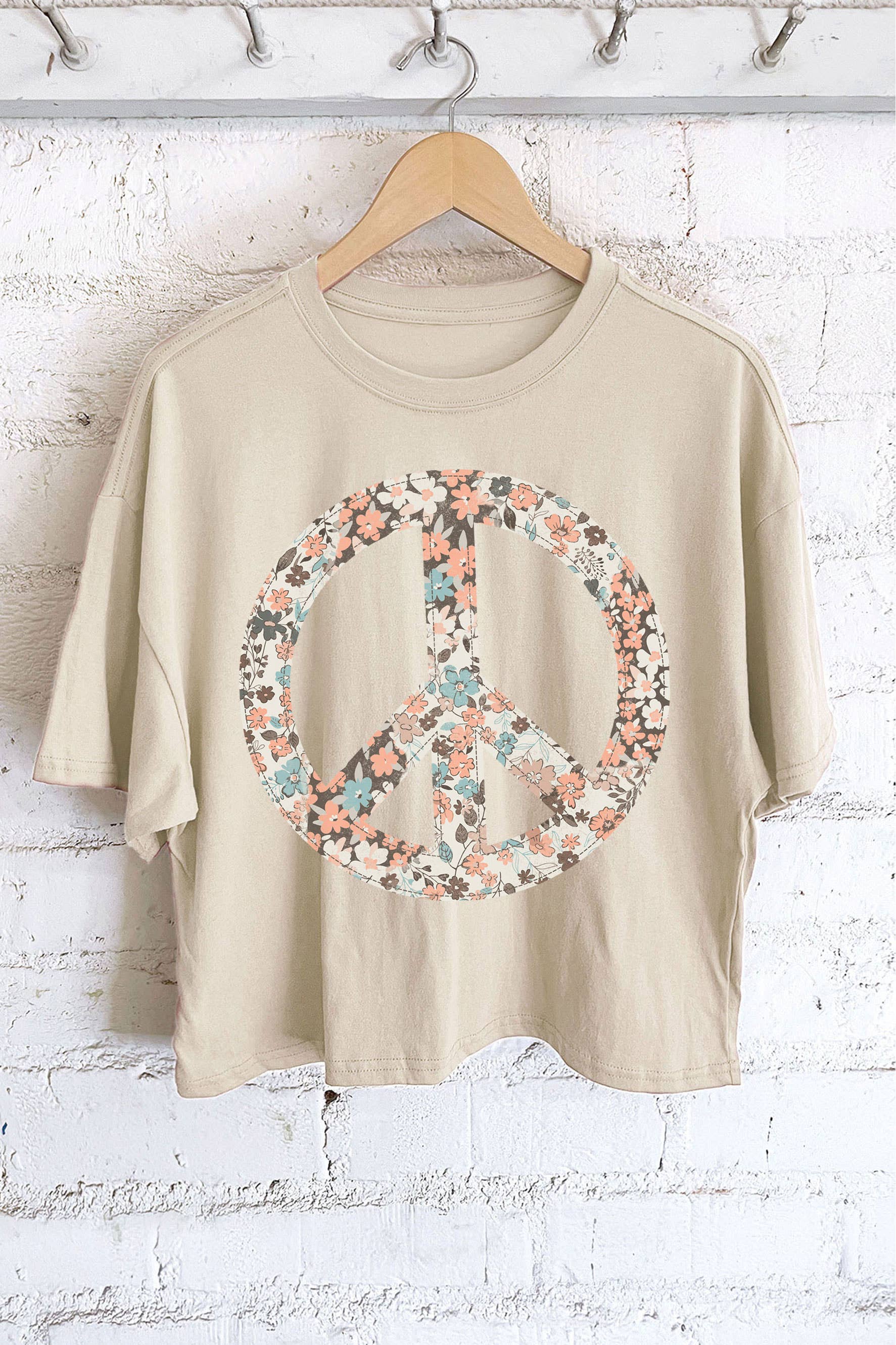 Quilted Peace Flower Graphic Long Crop Top