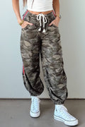 66 Camo Print Striped Side Panel Patchwork Pants (S-Xl)