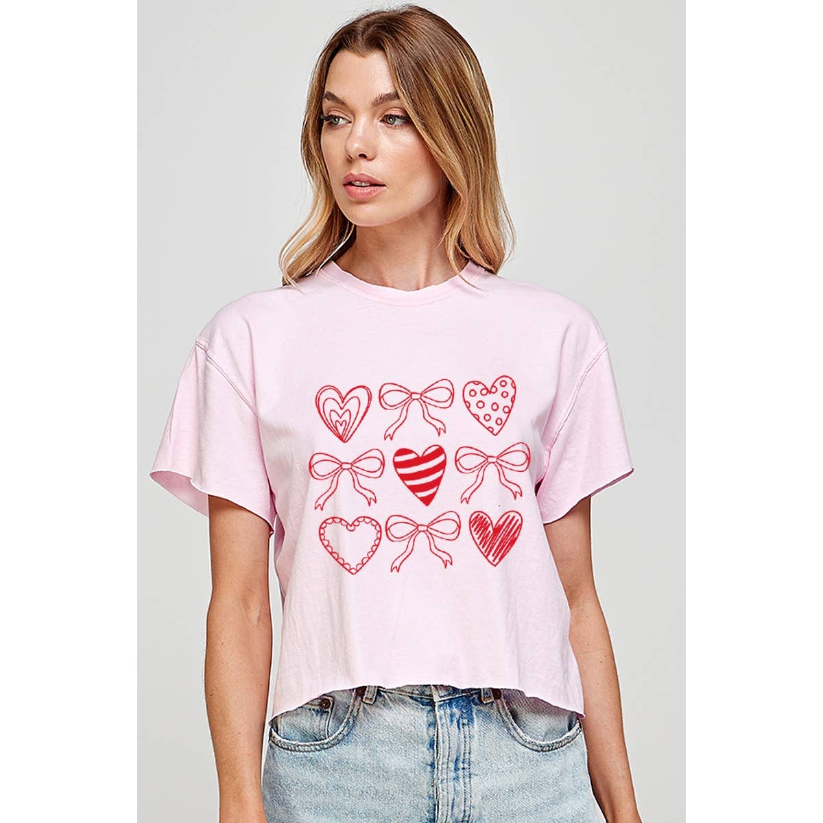 Coquette Heart Valentine Graphic Crop Top