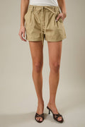 Mid Rise Elastic Waist Band Rolled Hem Shorts
