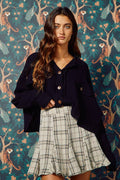 T1805 Loose Fit Striped Crop Shacket