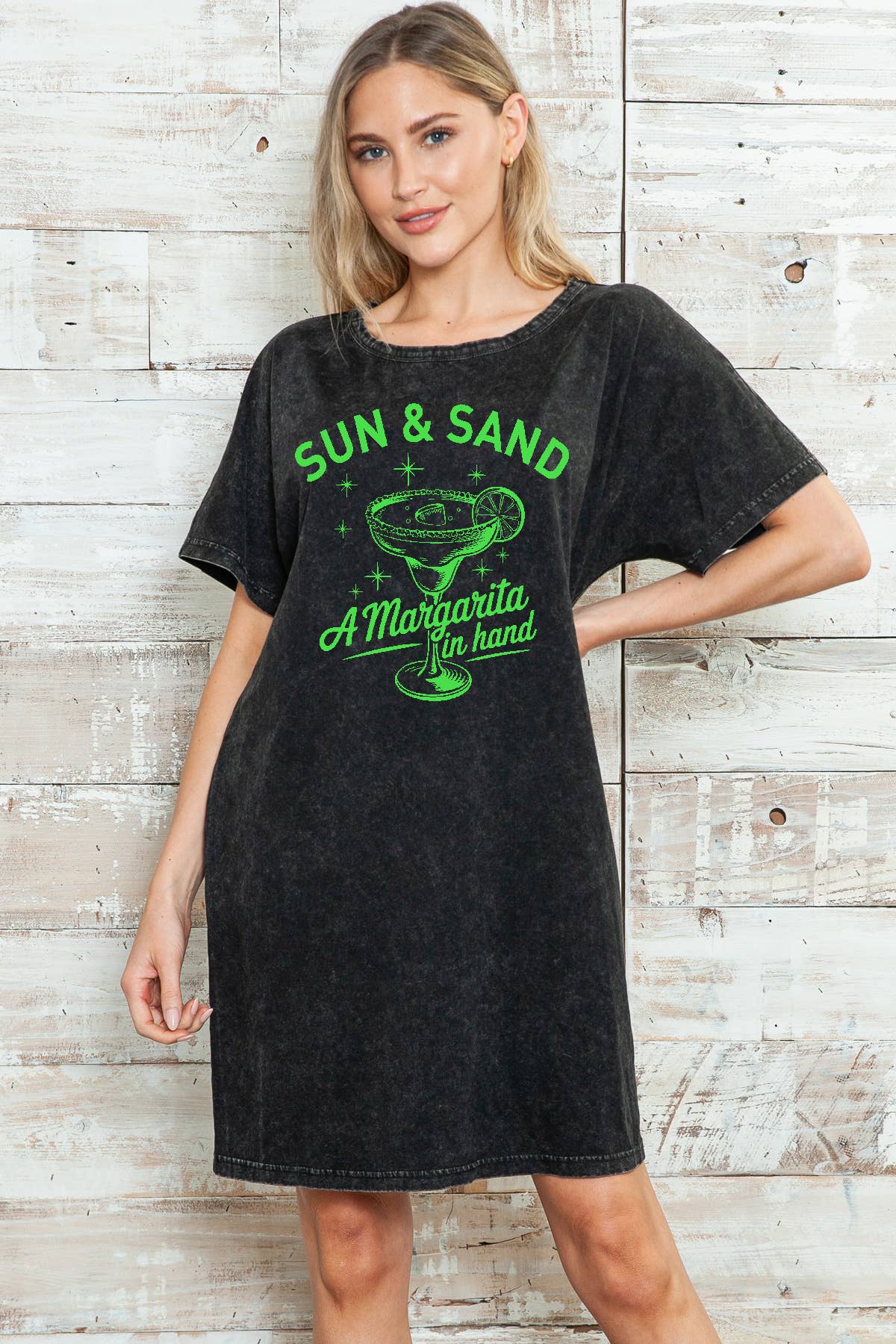 Women Margarita Graphic Print Mineral Wash Dress