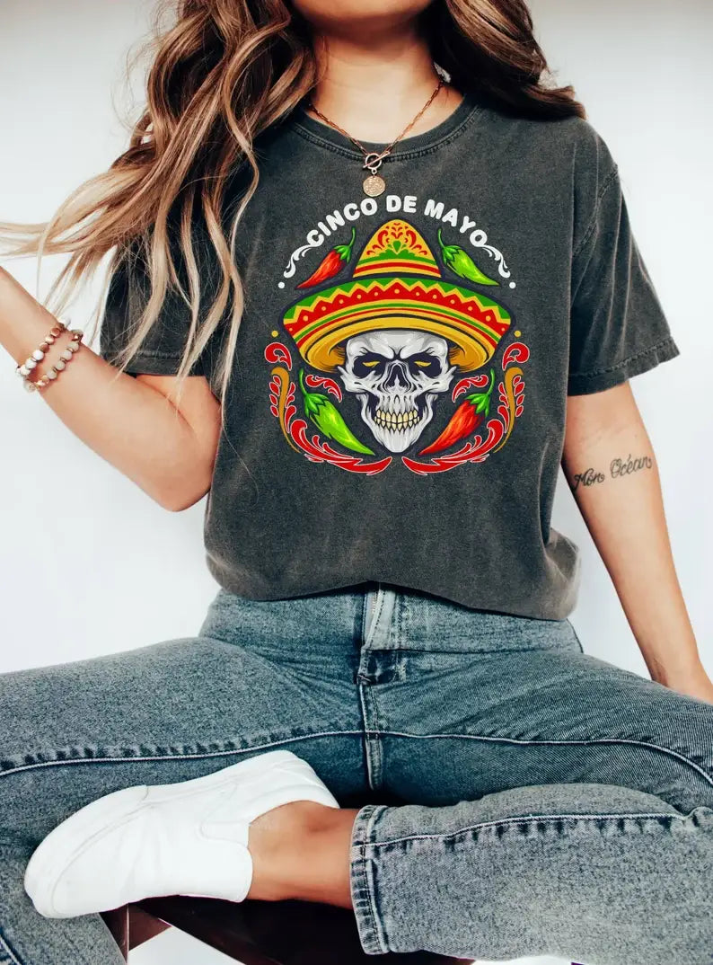 Cicno De Mayo T-Shirt, Skull Shirt, Skeleton Shirt