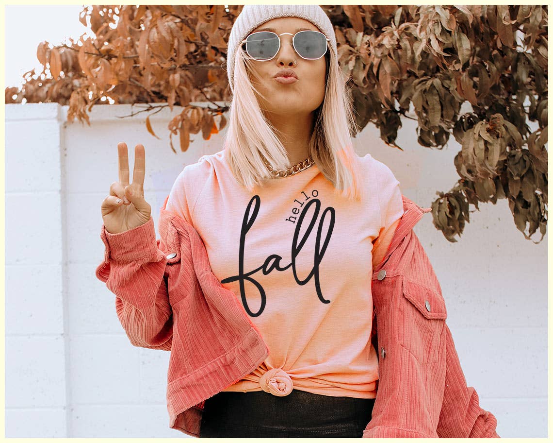 Hello Fall - Cute Fall Pumpkin Thanksgiving Shirt