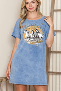 Women Western Graphic Print Mineral Wash Dress