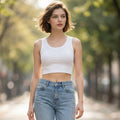.Ribbed Rayon Crop Tank Top