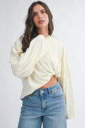 8639HN Oversized Stripe Long Sleeve Top