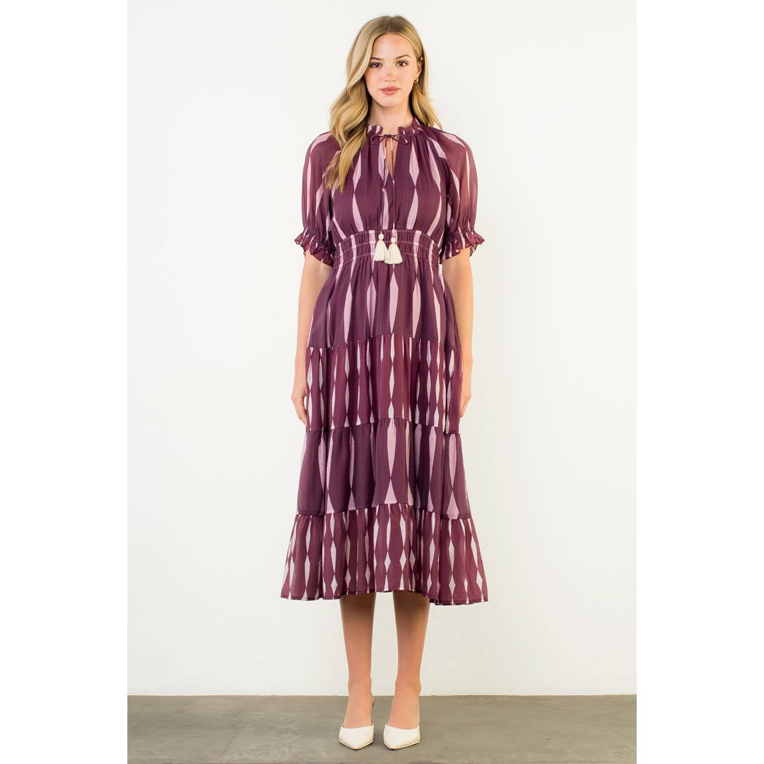 Short Sleeve Pattern Maxi Dress