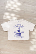 Welcome To the Lake House Cropped Mineral Washed Graphic Top