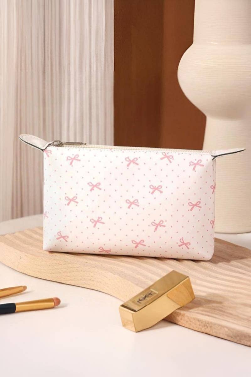 ....SI-27949 Bowknot Ribbon Vegan Leather Cosmetic Bag