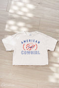 American Cowgirl Cropped Mineral Washed Graphic Top