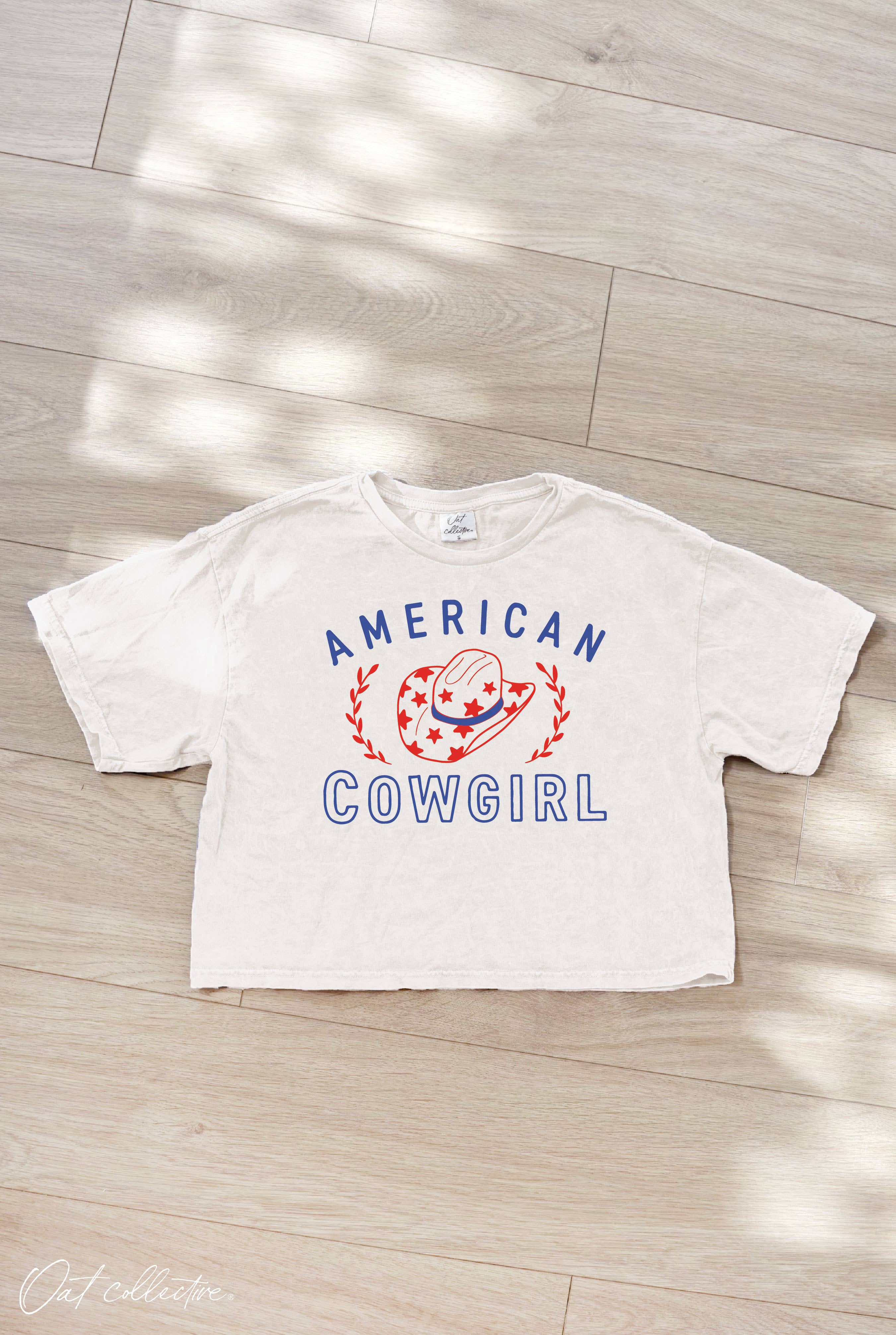 American Cowgirl Cropped Mineral Washed Graphic Top
