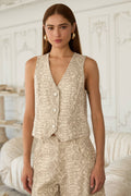 Cotton Twill Snake Print Vest