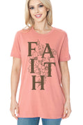 Women Faith Graphic Print Solid Short Sleeve Top