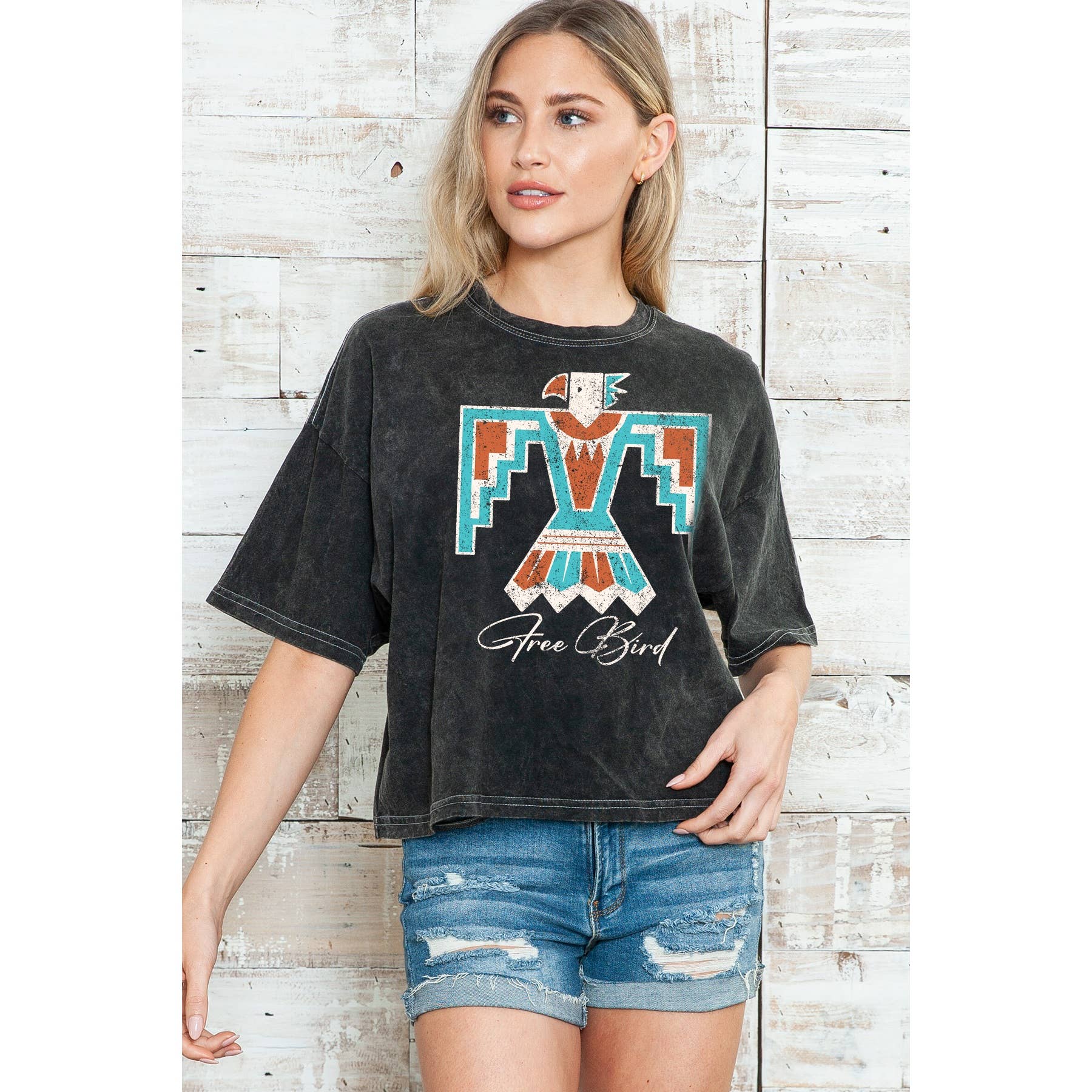 Aztac Free Bird - Mineral Wash Cropped Top
