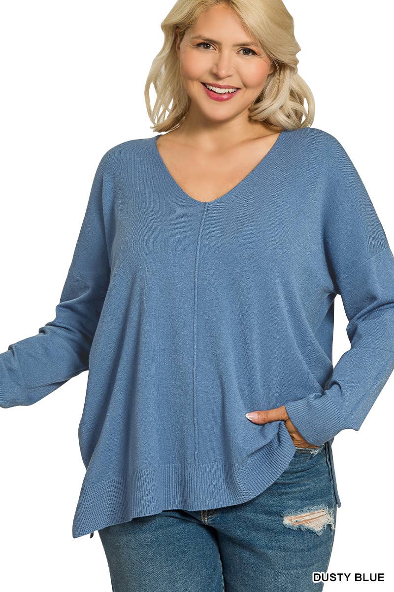 1014 Plus Premium Yarn Front Seam Sweater SI-24854