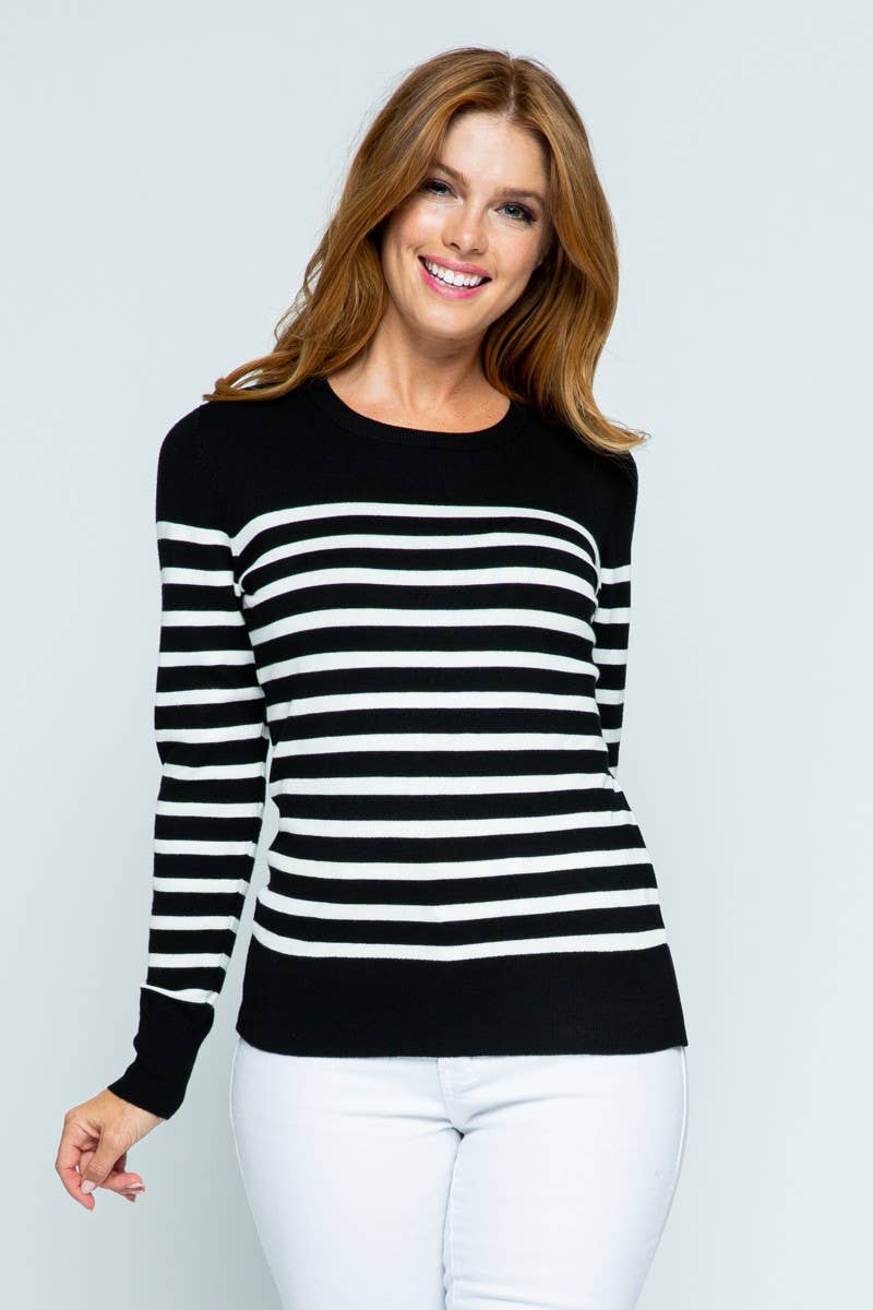 0202 Round Neck Stripe Pull Over SI-16944