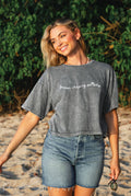 Forever Chasing Sunsets Cropped Mineral Graphic Top