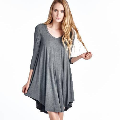 .SI-503 Curved Vneck A-Line Dress