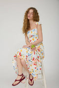Picnic Motif Ruffle Strap Maxi Dress