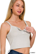 1013 Soft Front Half Button Cropped Cami Top SI-26311