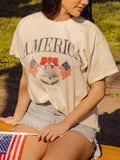 4th of July American Bell Off White Thrifted Tee
