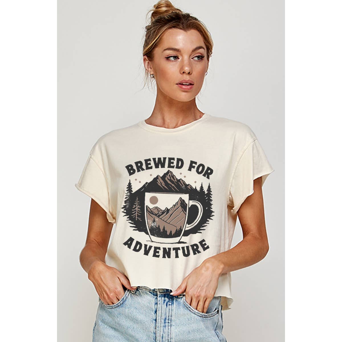 Brew For Adventure Vintage  Graphic Crop Top